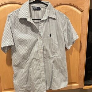 Polo by Ralph Lauren Blue & White Pinstripe Short-Sleeve Button-Down